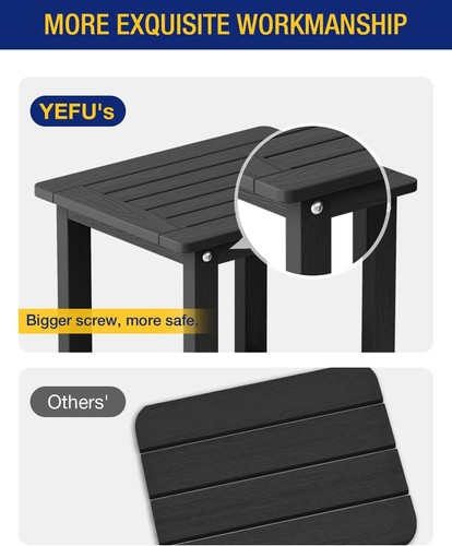YEFU Small Table Side Tables Outdoor Coffee 16'' double layer(1PC), Black - Picture 4 of 7