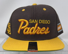 Vintage 90s Nike Script San Diego Padres Brown  Yellow Snapback Hat Cap