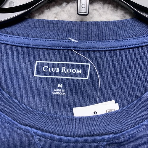 Club Room Sweatshirt Men Medium Navy Blue long Sleeve Collar Pullover - Picture 2 of 6