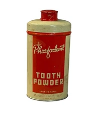 Vintage 1950’s Phosfodent Tooth Powder - Metal Tin Dental Care by Dr. Higgins!