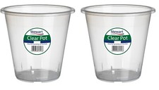 2 Clear Orchid Pots Stewart Plastic Orchid Flower Plant Pot Optimal Growth 18cm