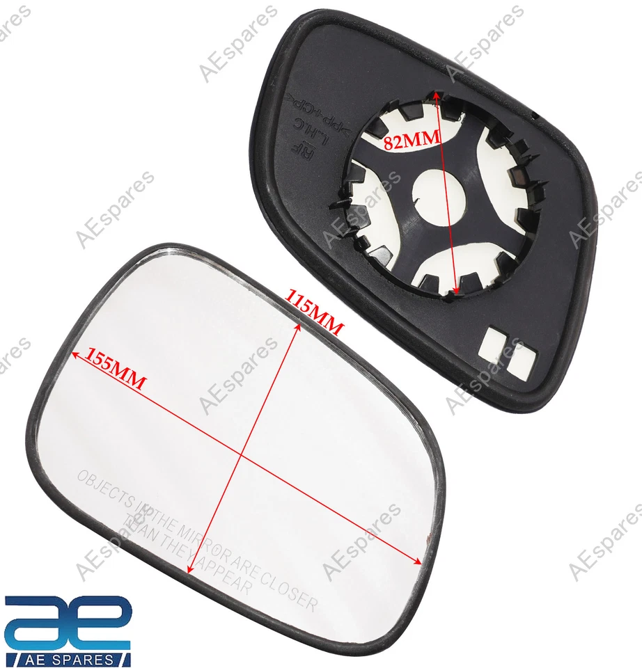 LH RH ORVM Convex Wing Door Glass Mirror With Base Plate For Chevrolet Beat Foto 2 de 4