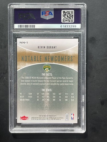 Fleer Hot Prospects Kevin Durant 2007 PSA 10 - Imagen 2 de 2