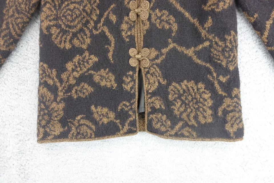 Peruvian Connection Cardigan Sweater Women Medium Alpaca Floral Art To Wear - Image 3 of 4