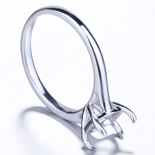 Solitare 8x5mm Cushion Sterling Silver 925 Engagement Semi Mount Wedding Ring - Picture 4 of 8