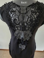 AJoy A Joy Little Black Lace Cocktail Dress Sz M with GORGEOUS Pleather Cut Outs
