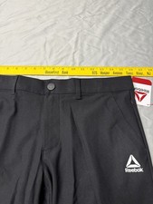 NWT Reebok Shorts Boys XXL 18 Black Zip Polyester Belt Loops E-3