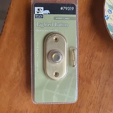 NOS Style Selections Solid Brass Lighted Door Bell Button Wired #79319