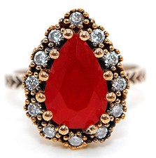 Ottoman Empire Style 2CT Treated Ruby 925 Sterling Silver Ring Sz 7.5 BT2