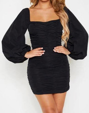 Pretty Little Thing Womens Black Balloon Sleeve Dress Size 6