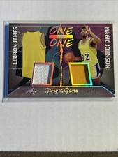 2025 leaf glory of the game game used relic lebron james/magic johnson 32/35