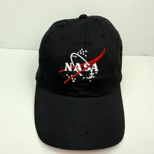 NASA Logo Baseball Cap Hat Adjustable Strapback Black Orange Youth Size 56CM