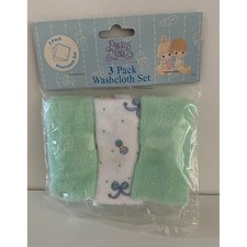 vtg Precious Moments Baby LOT Washcloths Bib Burp Cloth Booties Shirt New