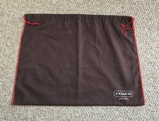 Coach Brown Dust Bag Cover Shoe Handbag Travel Case Red Drawstring