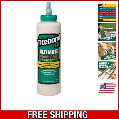 16-Ounces Titebond III Wood Glue - Non-Toxic, Waterproof Formula for Woodworking