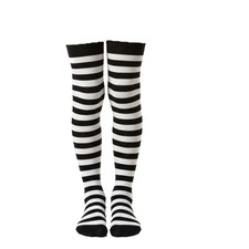 Kids Striped Over Knee Socks Black White Halloween Witch Clown Fancy Dress