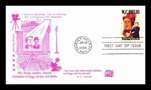 US COVER FIRST DAY OF ISSUE OAK POST CACHETS W.C. FIELDS PERFORMING ARTS