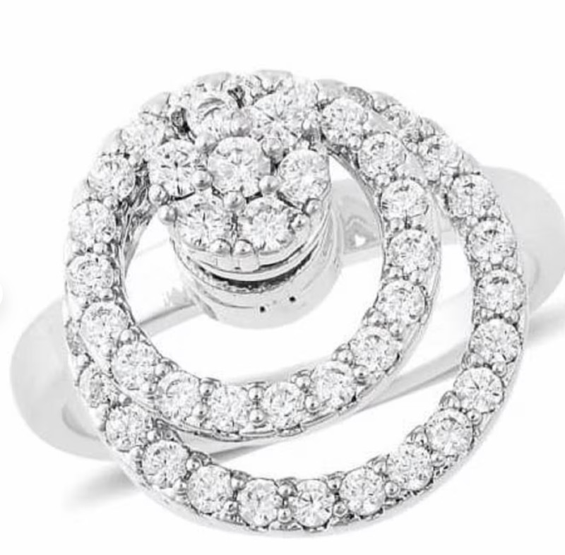Simulated Diamond Rotatable Halo Ring in Silvertone (Size 8.0) 2.00 ctw
