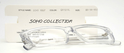 SOHO COLLECTION 1067 Crystal Mens Rectangle Full Rim Eyeglasses 58-14-150 B:38