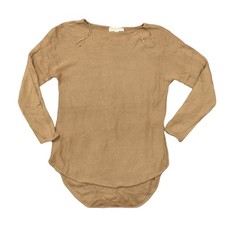 Michael Kors Brown Cotton Tunic Sweater M Long Tail Round Neck Cotton Blend