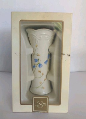 Vintage Lenox 5  Floral Trumpet Bud Vase Blue, Orange Flower Retired Pattern NIB