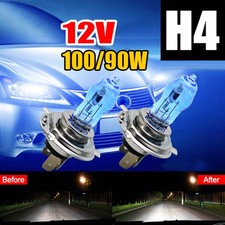 H4 HEADLIGHT GLOBES CAR LIGHT BULBS 100/90W 6000K 12V XENON SUPER WHITE (1 Pair)
