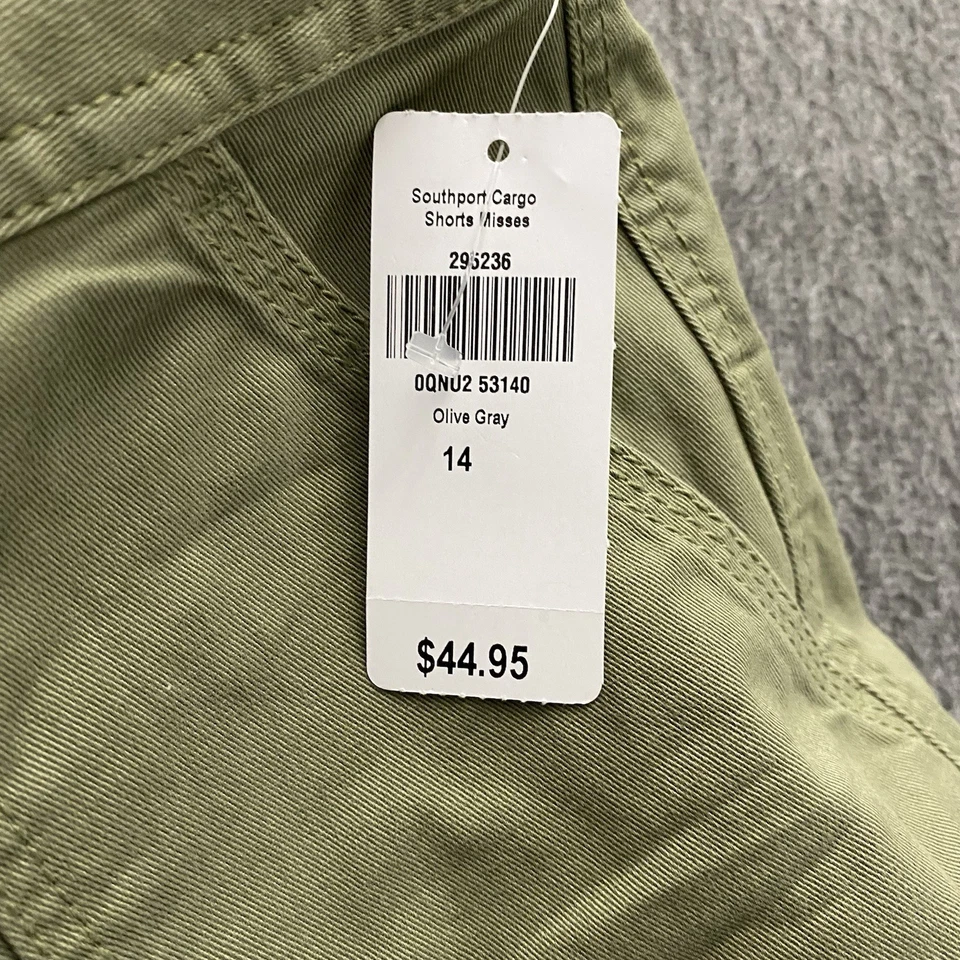 Pantalones Cortos LL Bean Para Mujer 14 Misses Gris Oliva Ajuste Favorito Southport Carga NUEVOS CON ETIQUETAS NUEVOS Foto 4 de 4