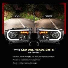 For 2007-2013 Tundra Sequoia Led Drl Projector Head Lights Signal Lamp Set Black For 2007-2013 Tundra Sequoia Led Drl Projector Head Lights Signal Lamp Set Black