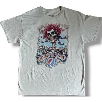 Liquid Blue Grateful Dead Bertha Skull Roses T-Shirt Tan Mens Large 2009 GDP Inc