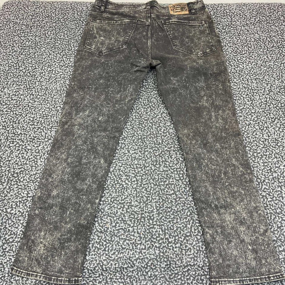 Volcom Jeans Men 34x32 Black Faded Billow Tapered Denim Pants - Image 2 of 4
