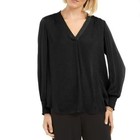 Alfani Vneck Blouse Shirt Womens Large Deep Black New Officewear