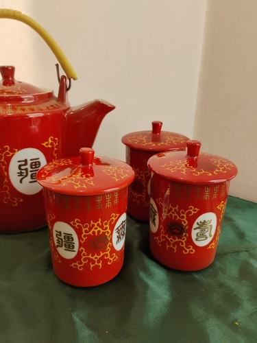 Datong Cigi Fushow Wujiang korallenrote Porzellan Teekanne mit Goldbuchstabe Taiwan - Bild 4 von 8