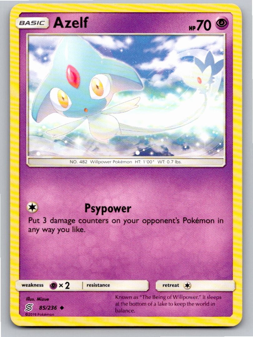 2019 POKEMON AZELF UNIFIED MINDS 85/236 UNCOMMON NM A49353 FREE S&H