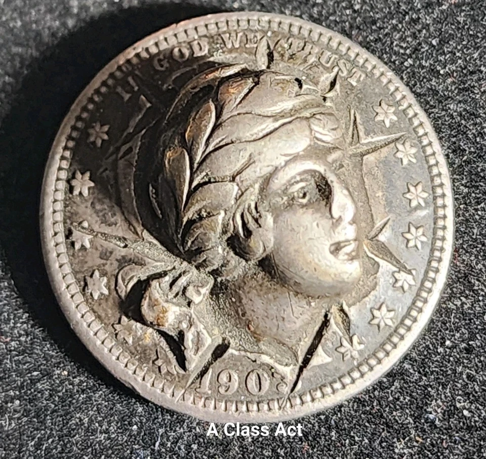 1903 Silver Quarter Repousse Pop Out Coin Jewelry. B2431 - Image 2 of 4