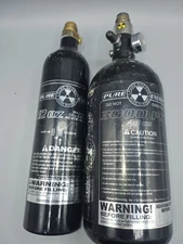 2 Pure Energy 3000 psi 48cu Paintball CO2 Tank with Gauge & 12 oz Need Retest