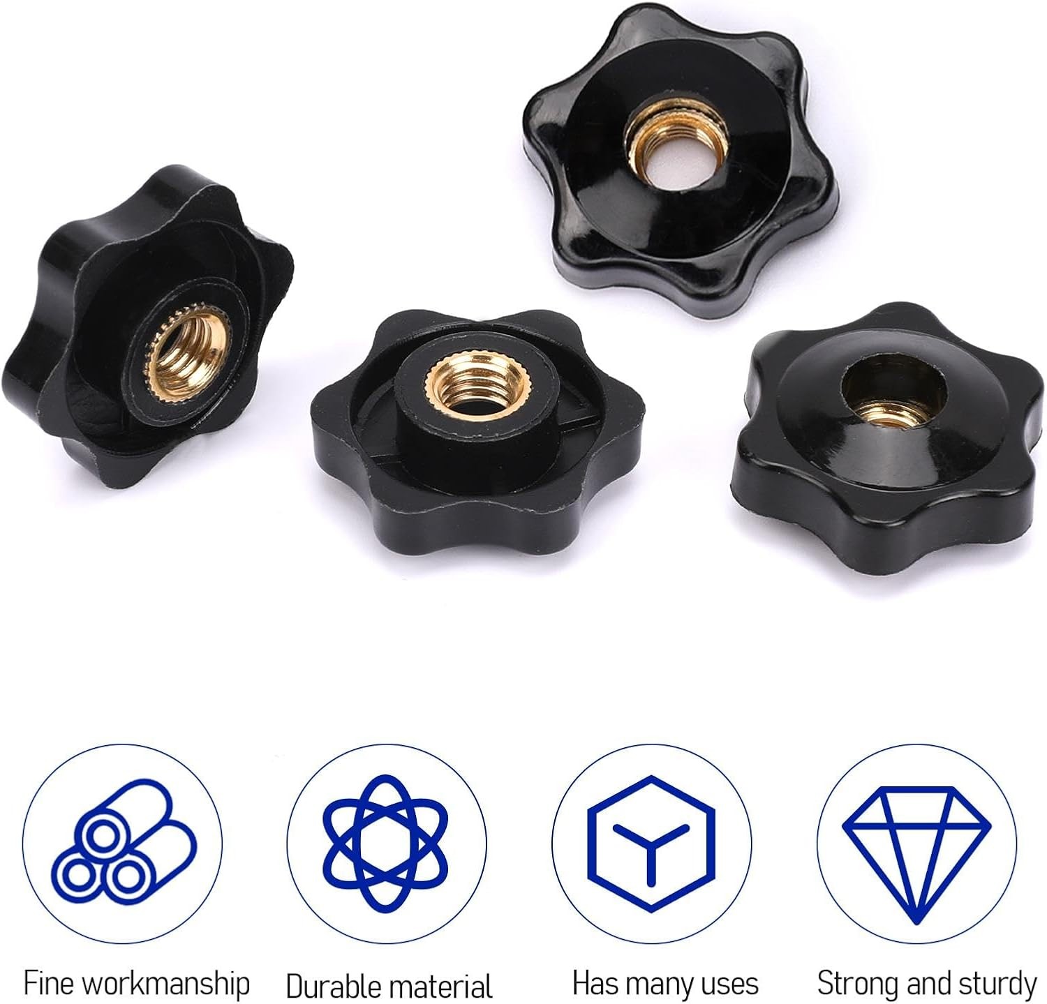 Mozeat Lens 10 Pack 6 Star Knobs 1/4 Inch 20 Female Threaded 1/4“-20, Black 