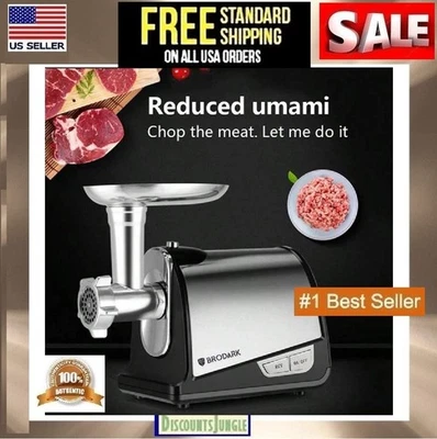 BRODARK Meat Grinder Electric Heavy Duty Stainless Steel Meat Mincer &3 Grinding Plates