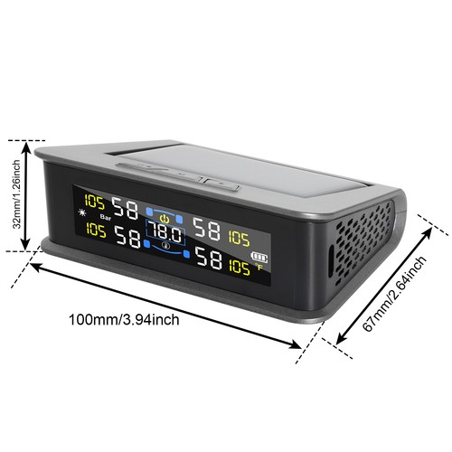 Wireless Solar TPMS LCD Car Tire Pressure Monitoring System + 4 External Sensors - Picture 9 of 9