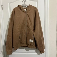 Women's Comfrt Brown Full-Zip Hoodie XL
