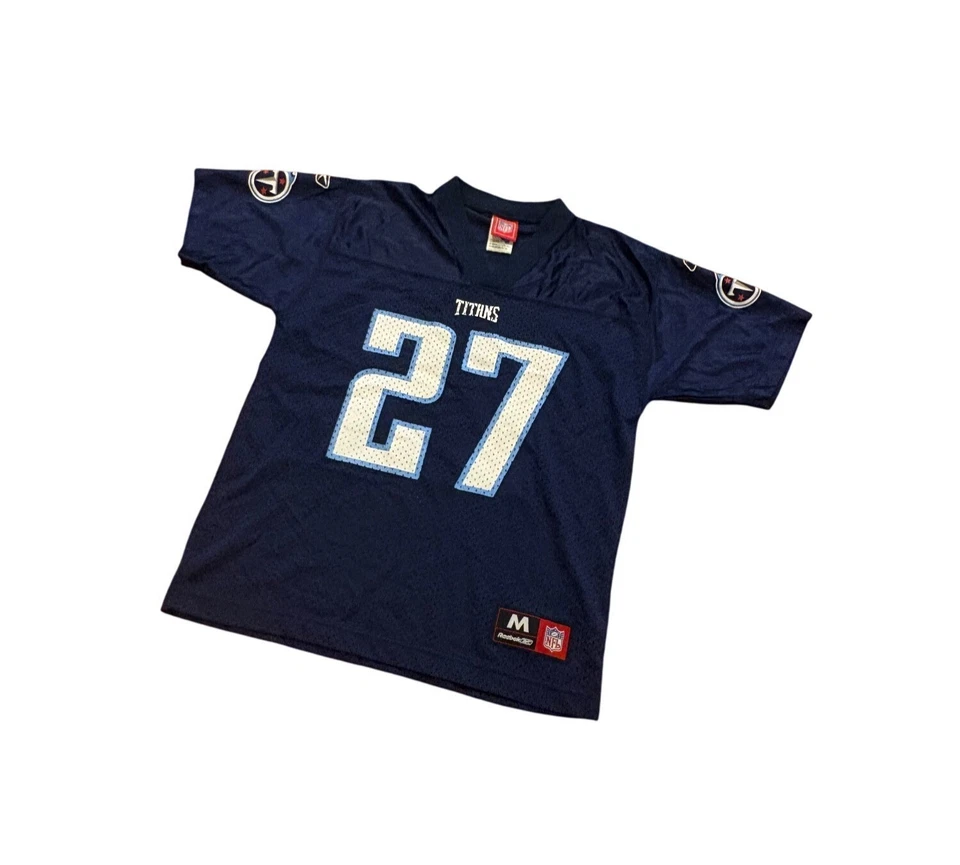 Camiseta de fútbol americano Reebok Tennessee Titans Eddie George #27 NFL juvenil mediana Foto 4 de 4