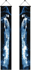 Halloween Scary Skeleton Witch Ghost 12X71 Inch Door Banner Haunted House Porch
