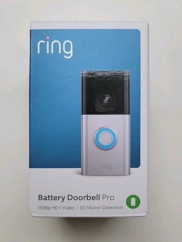 Ring Battery Doorbell Pro Battery-Powered Smart Wi-Fi Video Satin Nickel NIB