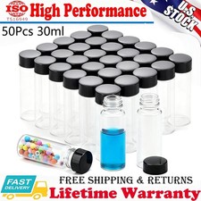 30ml Clear Glass Vials w/ Screw Caps for Essential Oil Leak-Proof Sample Vials