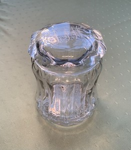 Vintage Crystal Dresser Jar With Monogrammed Lid & Vertical Ribbed Jar