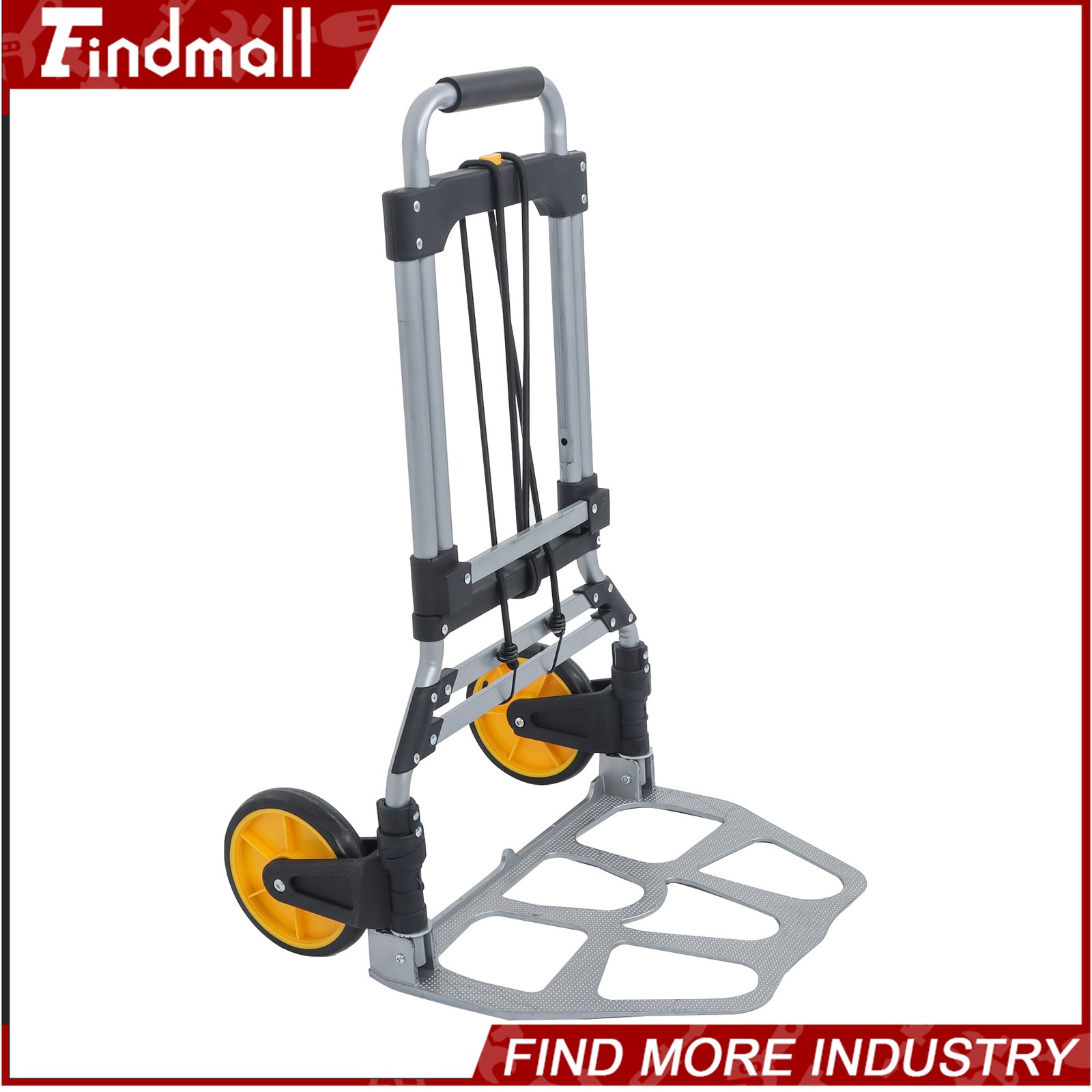 Findmall Alloy Steel Folding Trolley 264 lbs Heavy-Duty Luggage Trolley Cart