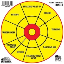Pro-Shot Pistol Diagnostic Training Target 12" Bullseye Right/Left 6 Pack-PTT6PK