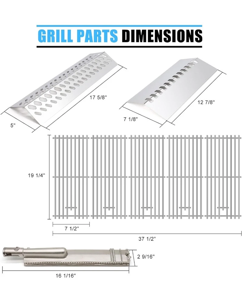 烤架替换零件适用于公牛 57568 57569 烧烤烧烤炉、火焰篡改器、燃烧器 — 第 2/3 张图片