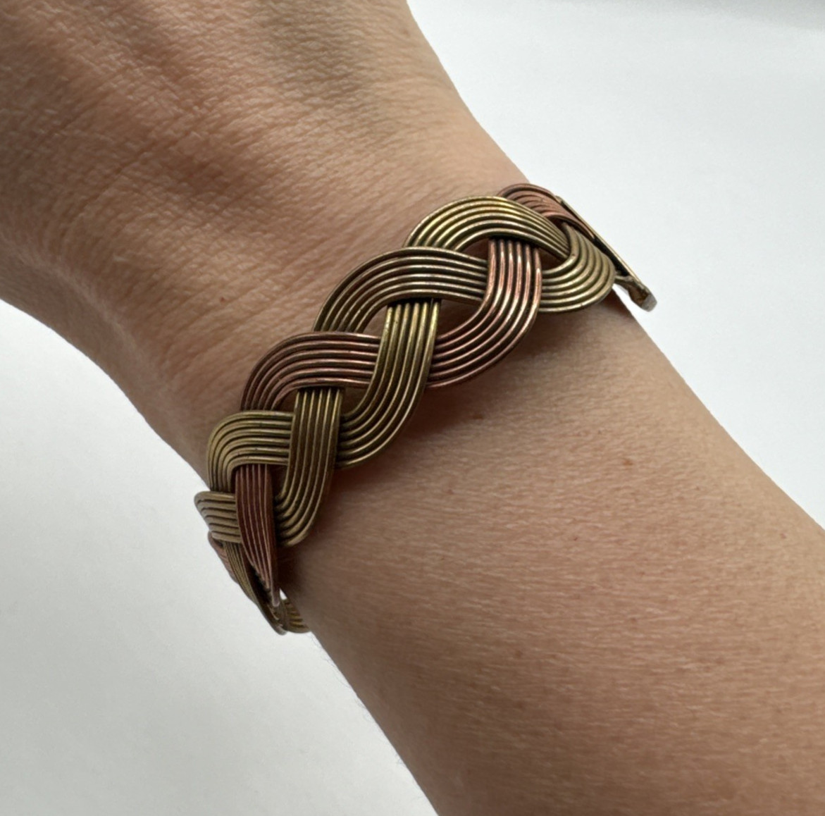 Solid Copper Tricolor Cuffed Health Bracelet - Co… - image 1