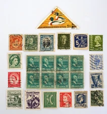 Vintage World Stamp Lot  Mixed International & USA Historic Lot of 25 Stamps