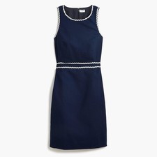 NEW J Crew Navy Blue Rickrack Career Sheath Dress Size 8